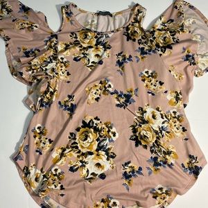 Boutique floral cold shoulder top
